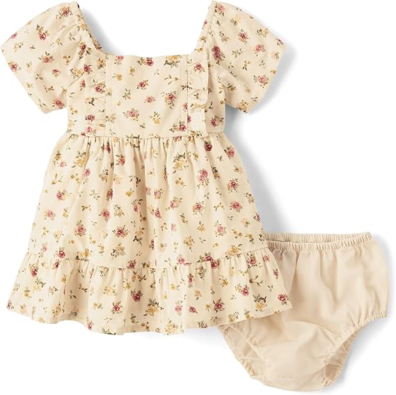 The Children's Place Baby Girls' and Newborn Short Sleeve Ruffle Dress