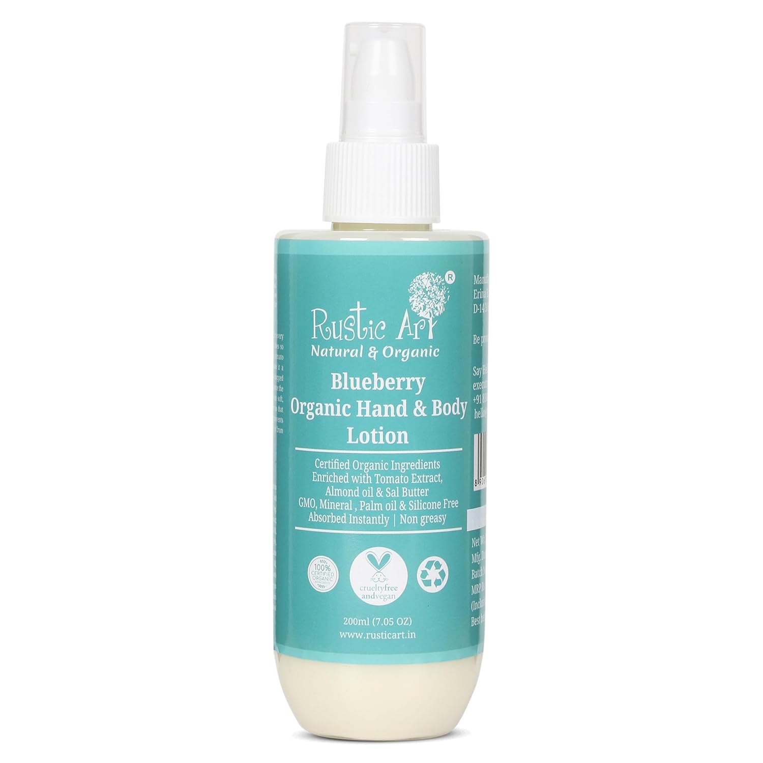 Rustic Art Blueberry Hand Body Lotion | Sal Butter Almond Oil Tomato Extract | Deep Moisturizing Daily Hydration | Natural...