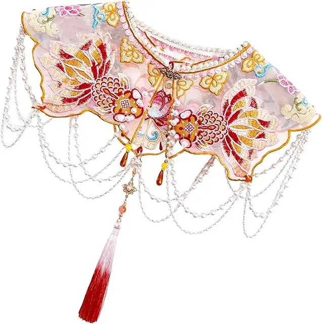 Traditional Chinese Kids Detachable Collar with Embroidery & Tassels - Krage Barn