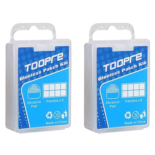 Paquete de 2 parches de reparación de pinchazos de neumáticos de bicicleta, 16 parches autoadhesivos y 2 raspadores en total para reparación de