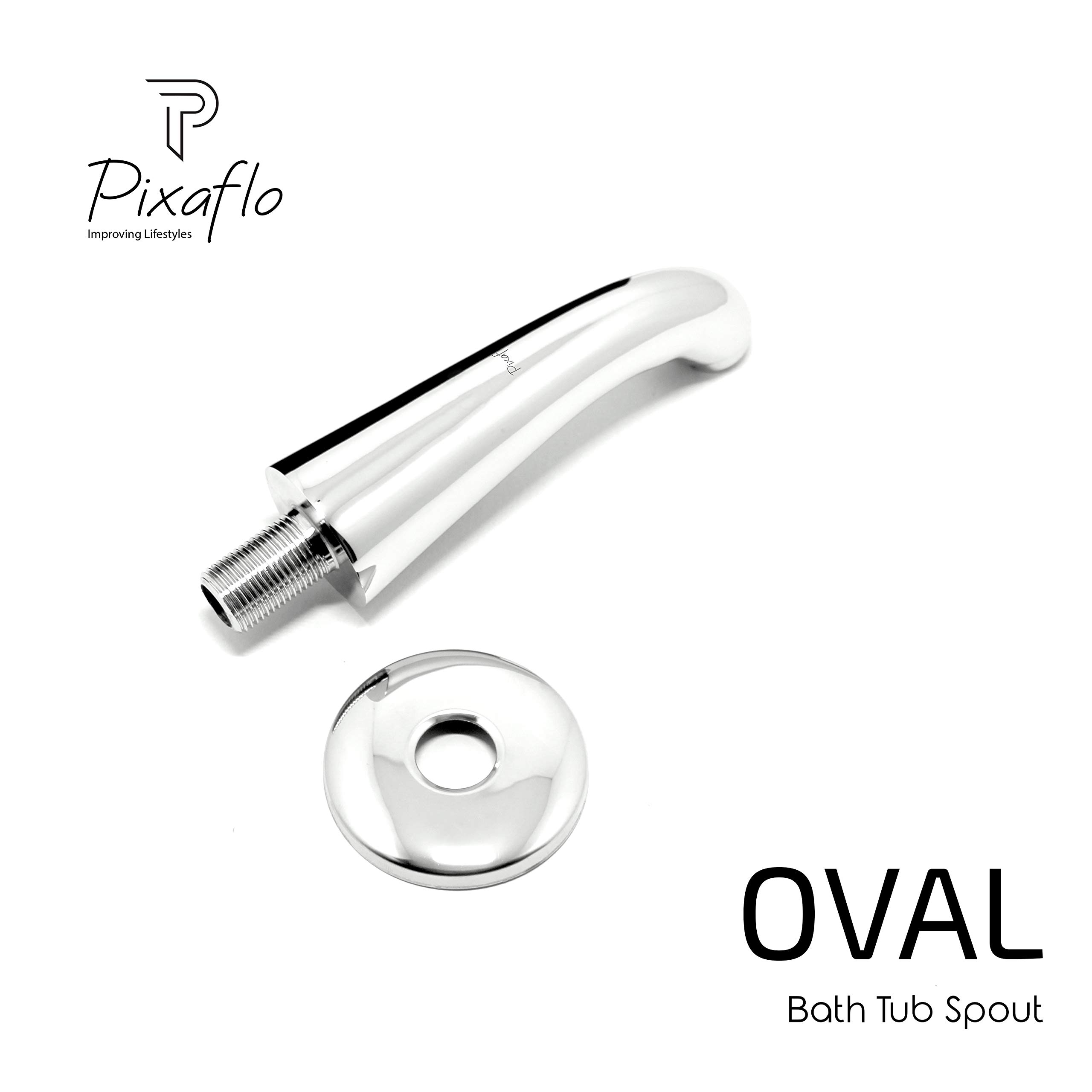 Pixaflo Brass Chrome Finish Oval Bath Tub Plain Diverter Spout (Silver) 3