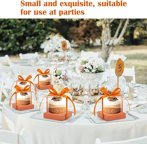 Miniatura 4 de Paquete de 12 Cajas de Cupcakes de Plástico Transparente, Contenedores de Cupcakes Individuales Dorados de 3.5 Pulgadas Desechables, Cajas