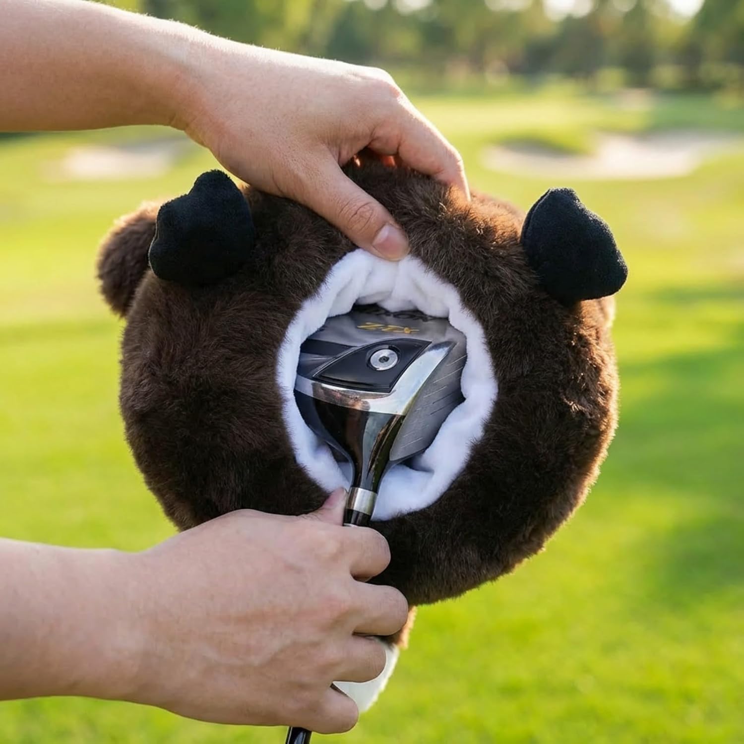 Funny Animal Golf Driver Headcover, Fits Standard460cc Drivers Golfer Golf Gift for Men Women Plush Little Bear