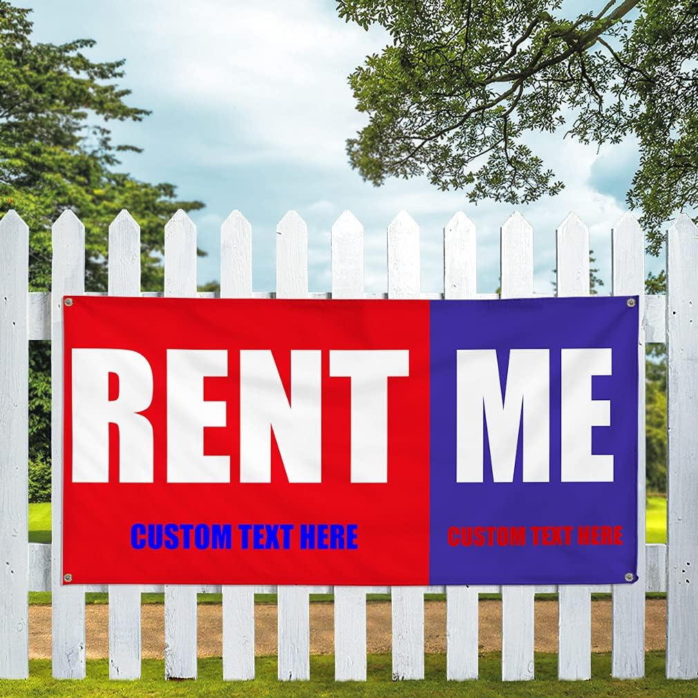 Custom Vinyl Banner Multiple Sizes Rent Me Promotion Business Rentals Outdoor Weatherproof Industrial Yard Signs 4 Grommets Personalized Text Here 24x36Inches