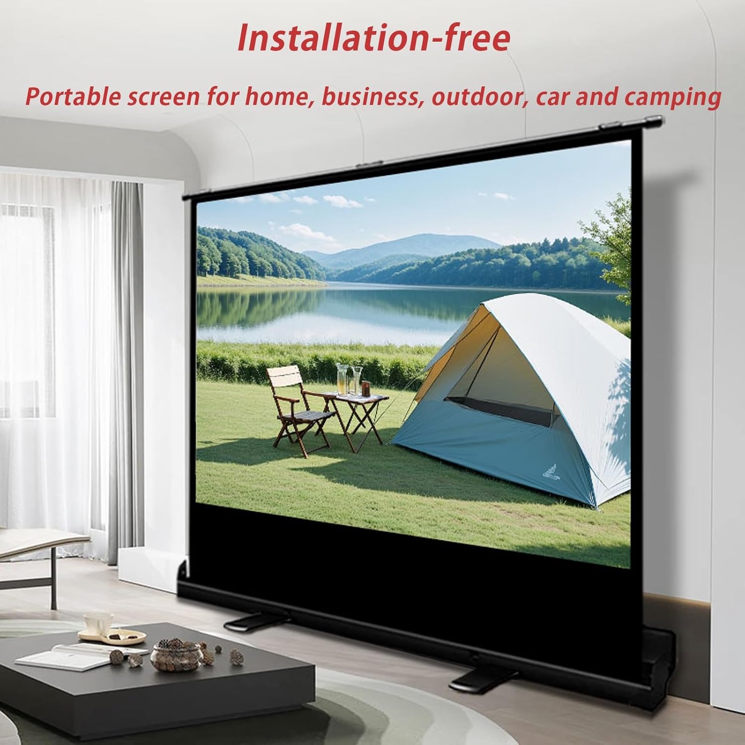 ゲームプロジェクタースクリーン デスクトップ床置き型ポータブルプロジェクタースクリーン 手動ポータブル投影スクリーンホームシアター、