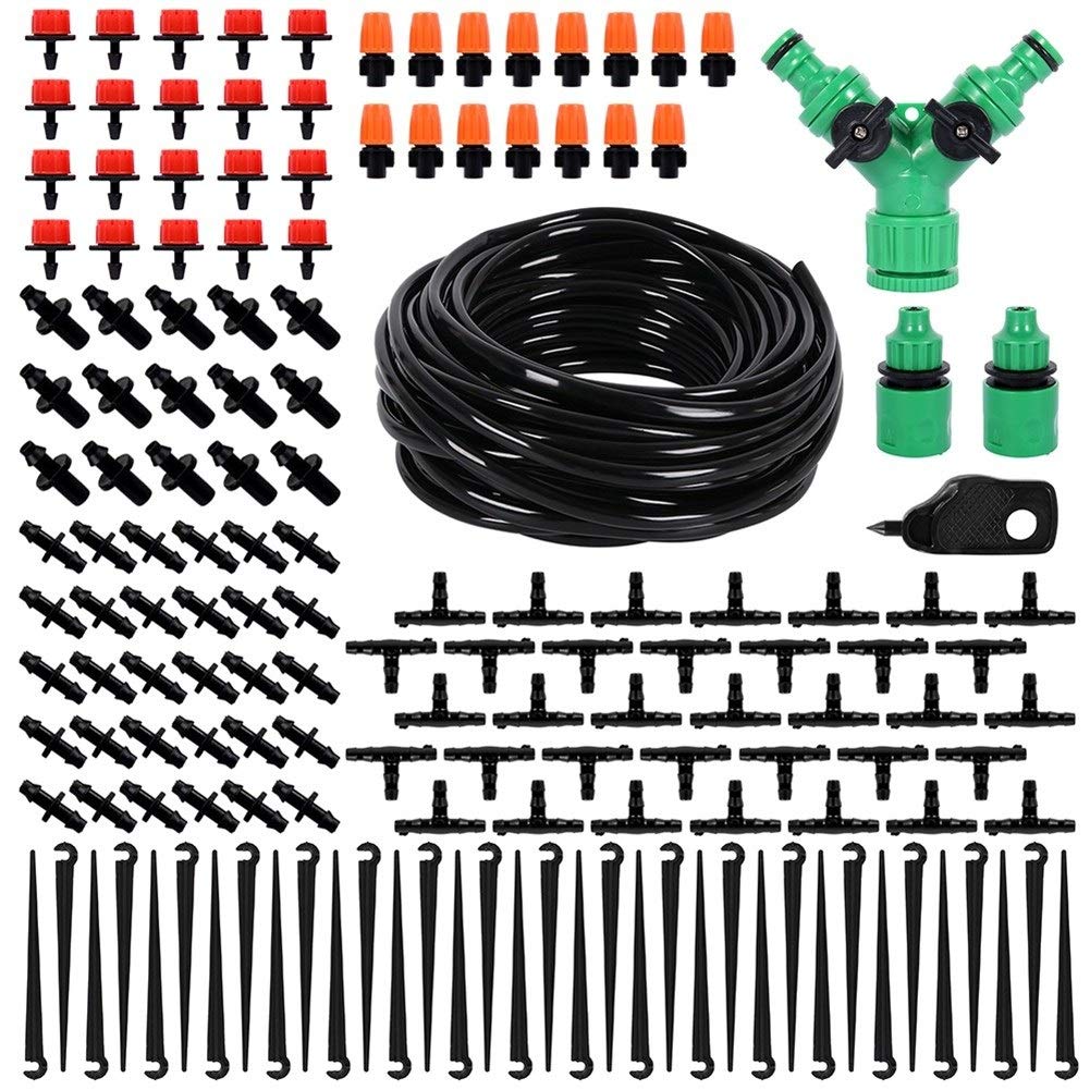 30M Kit d'arrosage automatique usine Micro goutte à goutte Système d'irrigation Irrigation Jardin Vaporiser arrosage auto Kits avec goutteur réglable