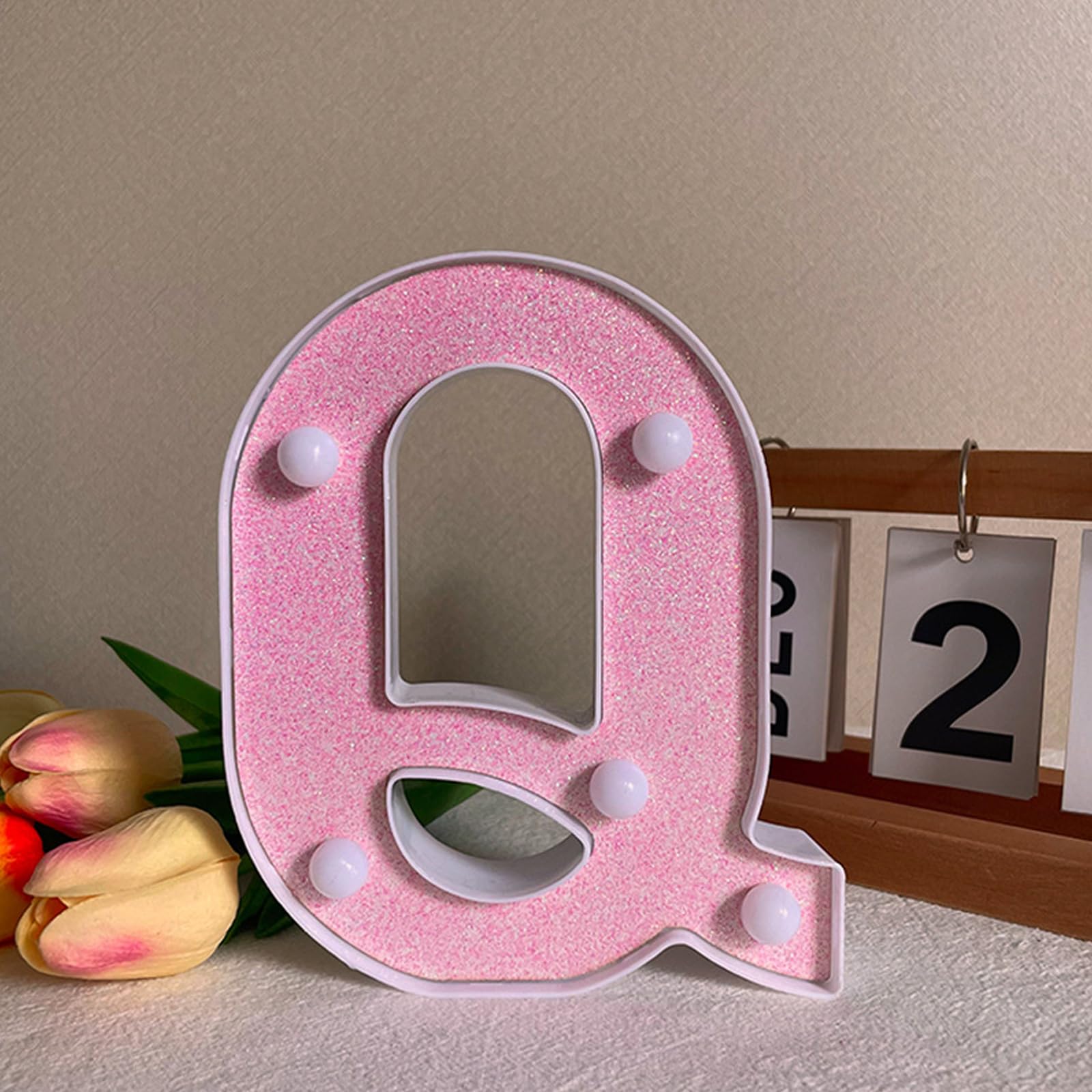 LED Light Up Letter Q - 6.3inch Pink Letter Light for Birthday & Party โ image 1