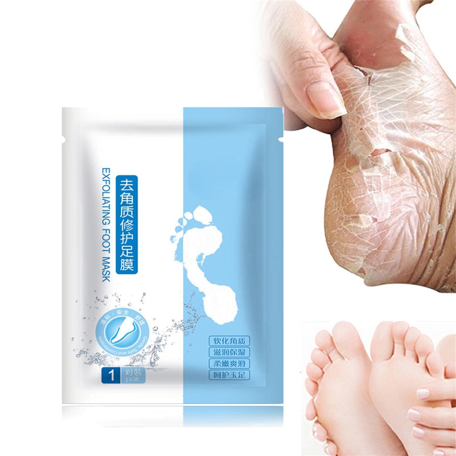Set di 2 maschere esfolianti per piedi, rimozione della calli naturale, per piedi secchi screpolati, cura dei piedi con cura idratante