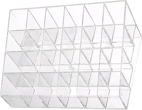 Eonzyaa Organizador de lápiz labial transparente para tocador, caja de almacenamiento de maquillaje con diseño de rejilla múltiple para escritorio y