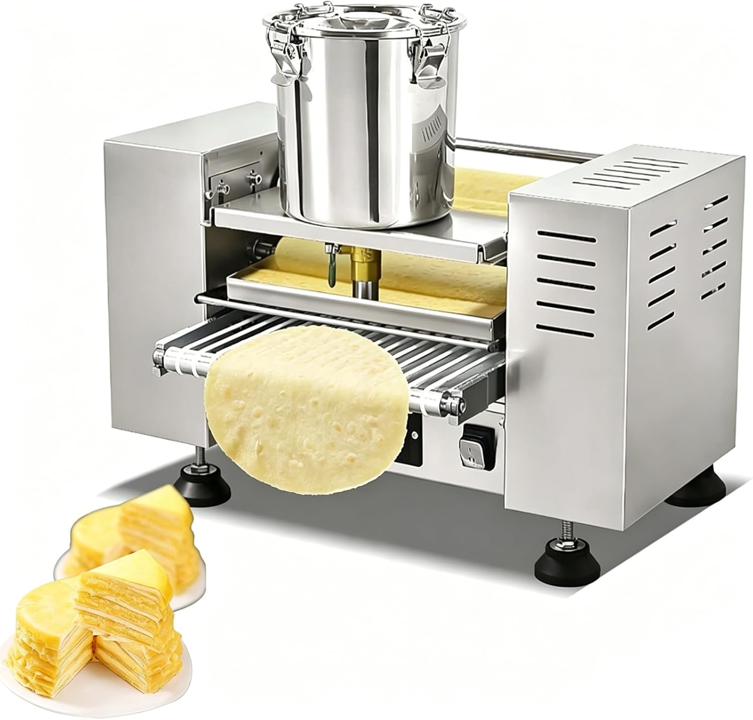 Electric Crepe Maker – Heavy Duty Thousand Layers Cake Skin Machine with Pure Copper Motor, Produces 200-300 Uniform Crepes Per Hour, Ideal for Crepe Cake, Egg Crepe, Spring Roll Skin 10in