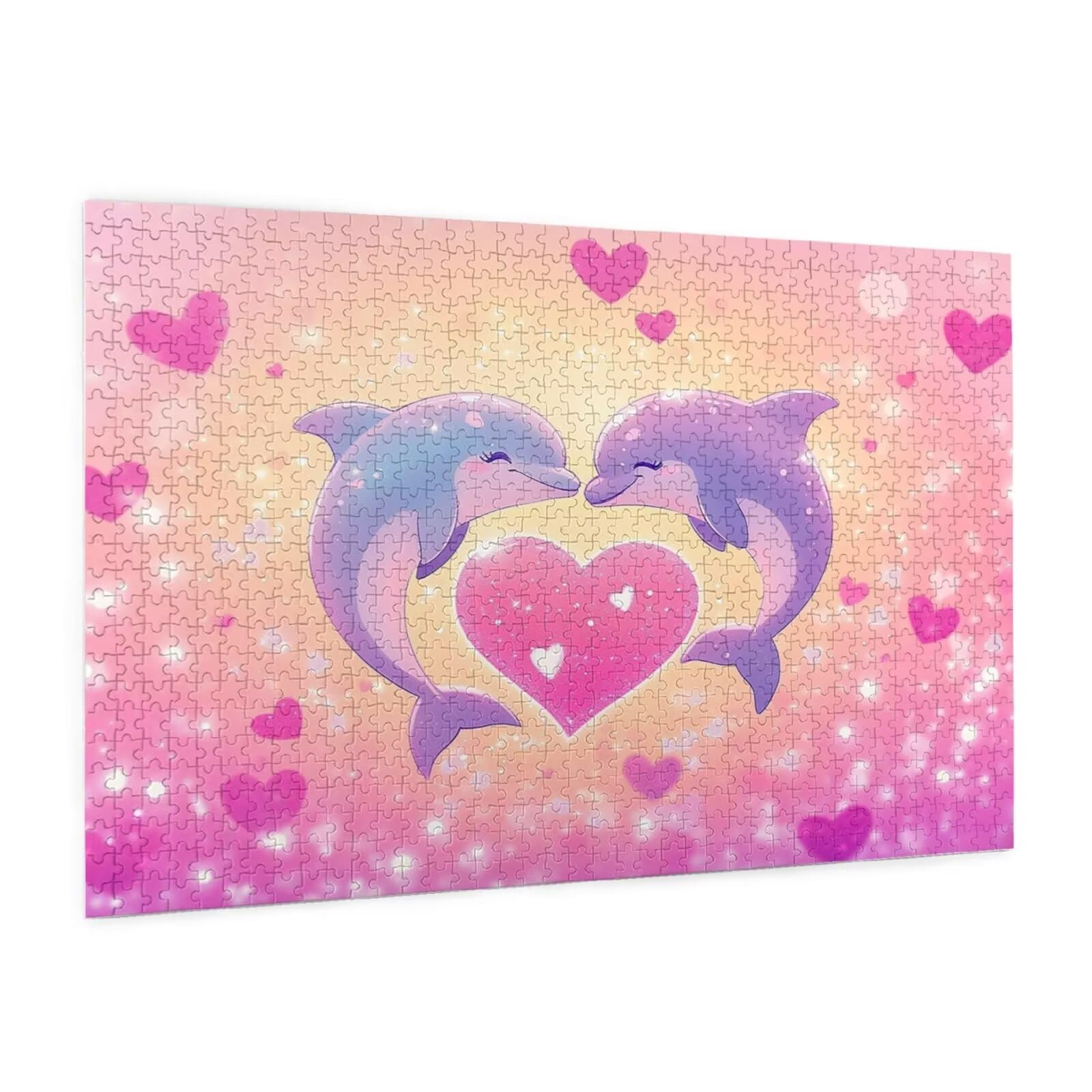 Miłość Puzzle 5000 Pieces Delfin Puzzle dla dorosłych Początkujący z pudełkiem prezentowym, DIY interaktywne puzzle rodzinna wymagająca gra, Relief Stres Relief Home Wall Room Decor Art Prezent dla