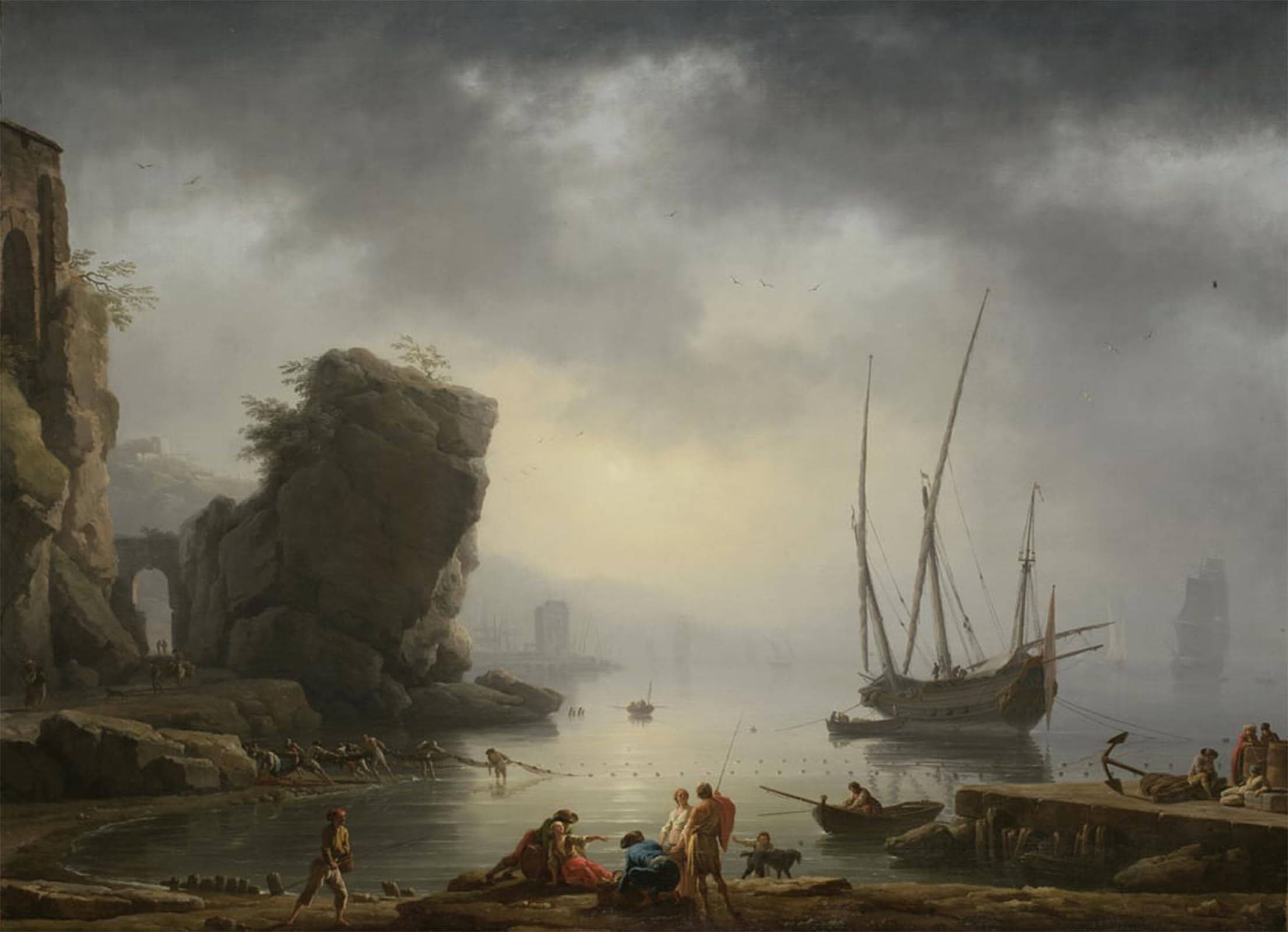 Cuadro de lienzo vintage con la escena mediterránea de Vernet para un hogar armónico 5