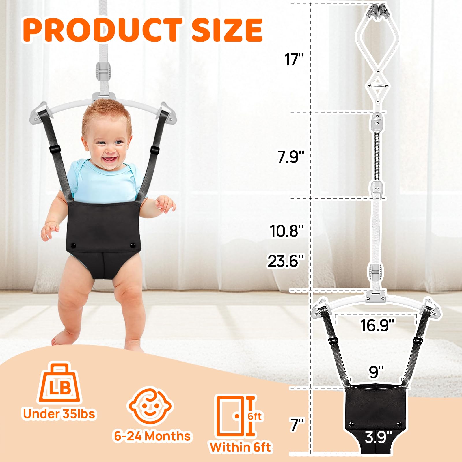 Baby Doorway Jumpers, Sturdy Johnny Jumper Adjustable 10.8