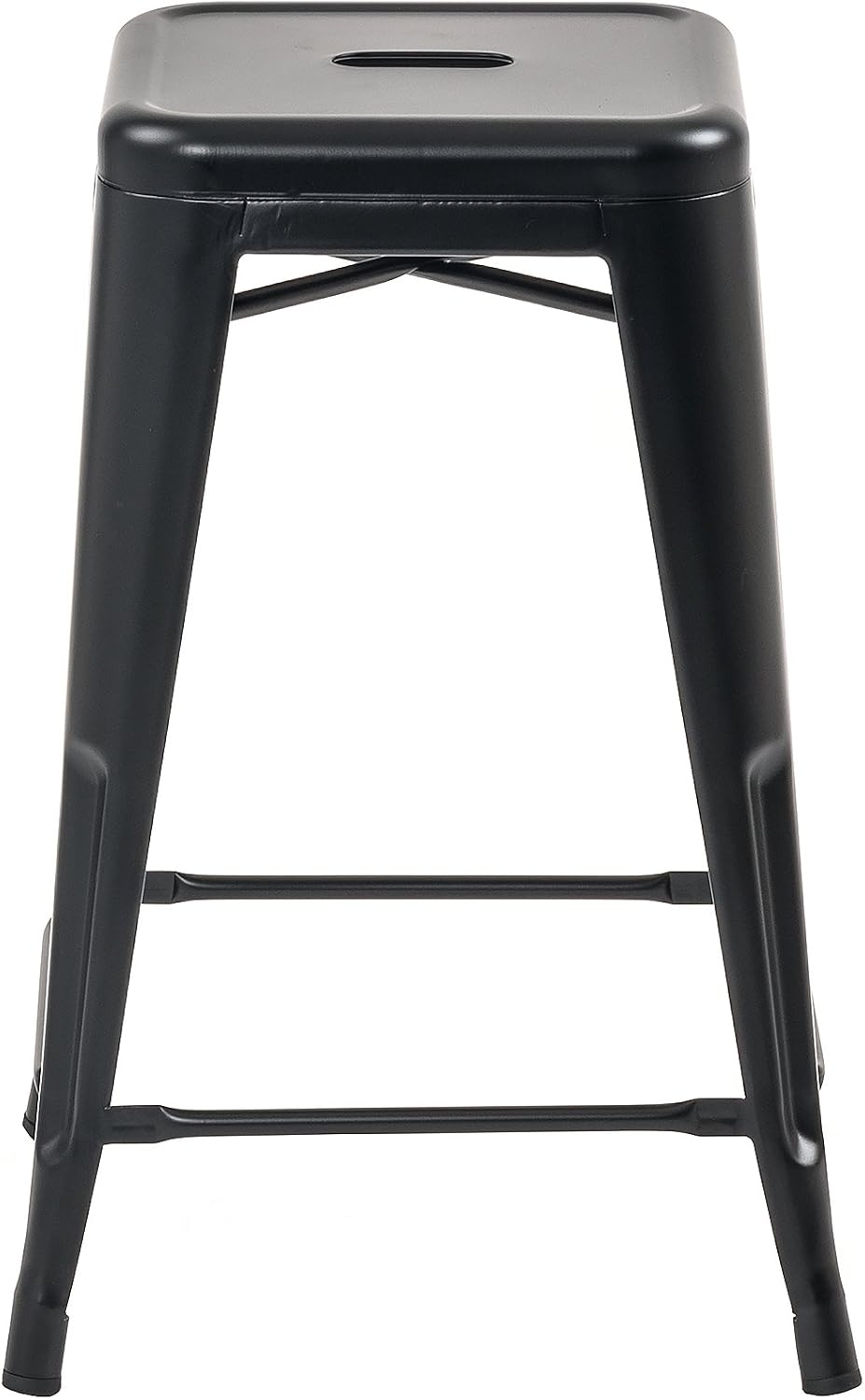 Buschman Metal Bar Stools 24" Counter Height, Indoor/Outdoor and Stackable, Set of 4 (Matte Black)
