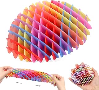 Fidget Worm Toy - Big Sensory Stress Reliever for Adults and Kids With Autism ADHD - Funny Stretchy Squeeze Finger Toy - Rainbow