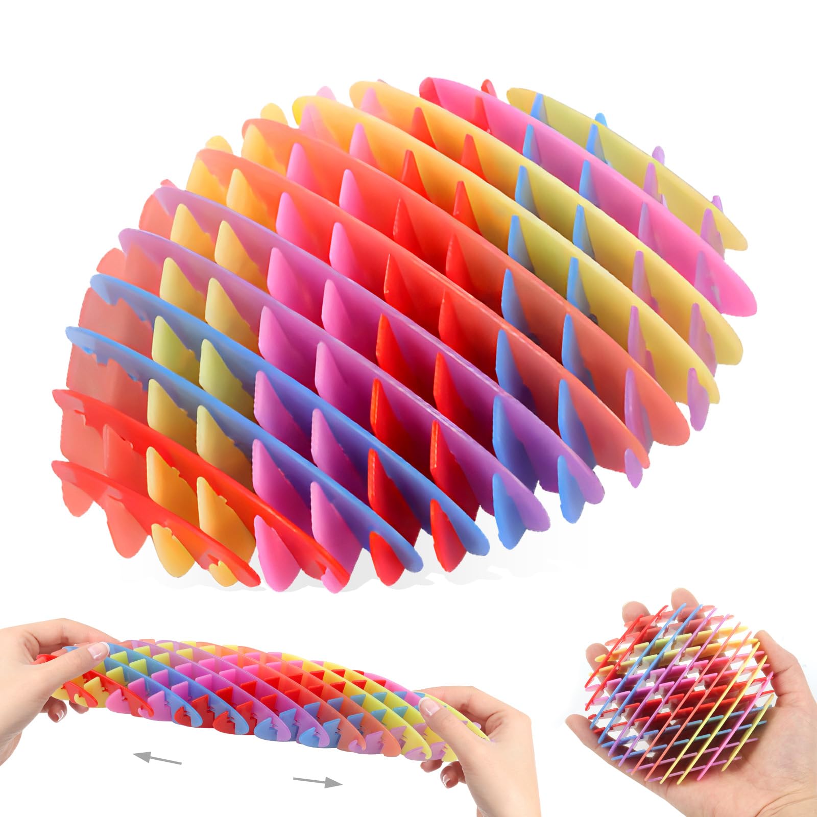 Fidget Worm Toy,Worm Big Fidget Toys Adults and Kids, Funny Stretchy Sensory Stress Toys, Fidget Sensory Squeeze Toys, Relieves Stress and Anxiety Finger Toys for Kids with Autism ADHD-Rainbow