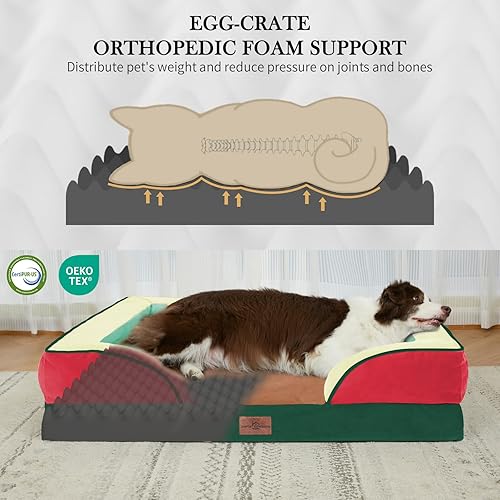 Miniatura 219 de Comfort Expression - Cama ortopédica para perros extragrandes, 53 x 42 pulgadas, cama impermeable y de apoyo de espuma con cojines removibles, con
