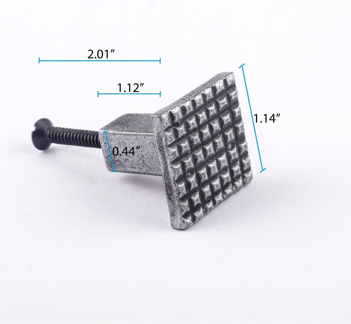 Renovators Supply Manufacturing Square Grid Iron Cabinet Knob Pewter Finish Drawer Hardware Single