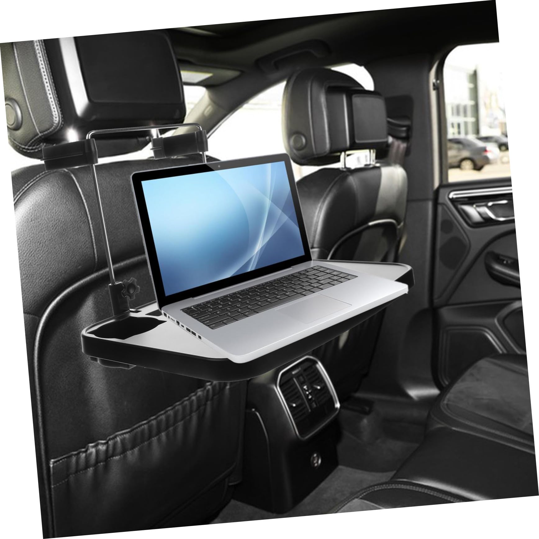 Tavolino Pieghevole per Poggiatesta Auto Portabicchieri Nero | Abs e Hardware, Stile Moderno, per Viaggi Lunghi e Spostamenti Quotidiani, Supporto Multifunzione per Laptop