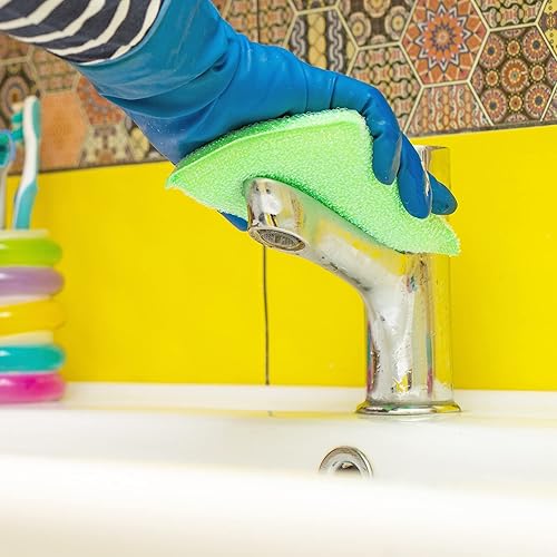 Miniatura 7 de DecorRack 4 estropajos multiusos, esponja de limpieza antiarañazos para cocina, baño, ollas, sartenes y platos (paquete de 4)