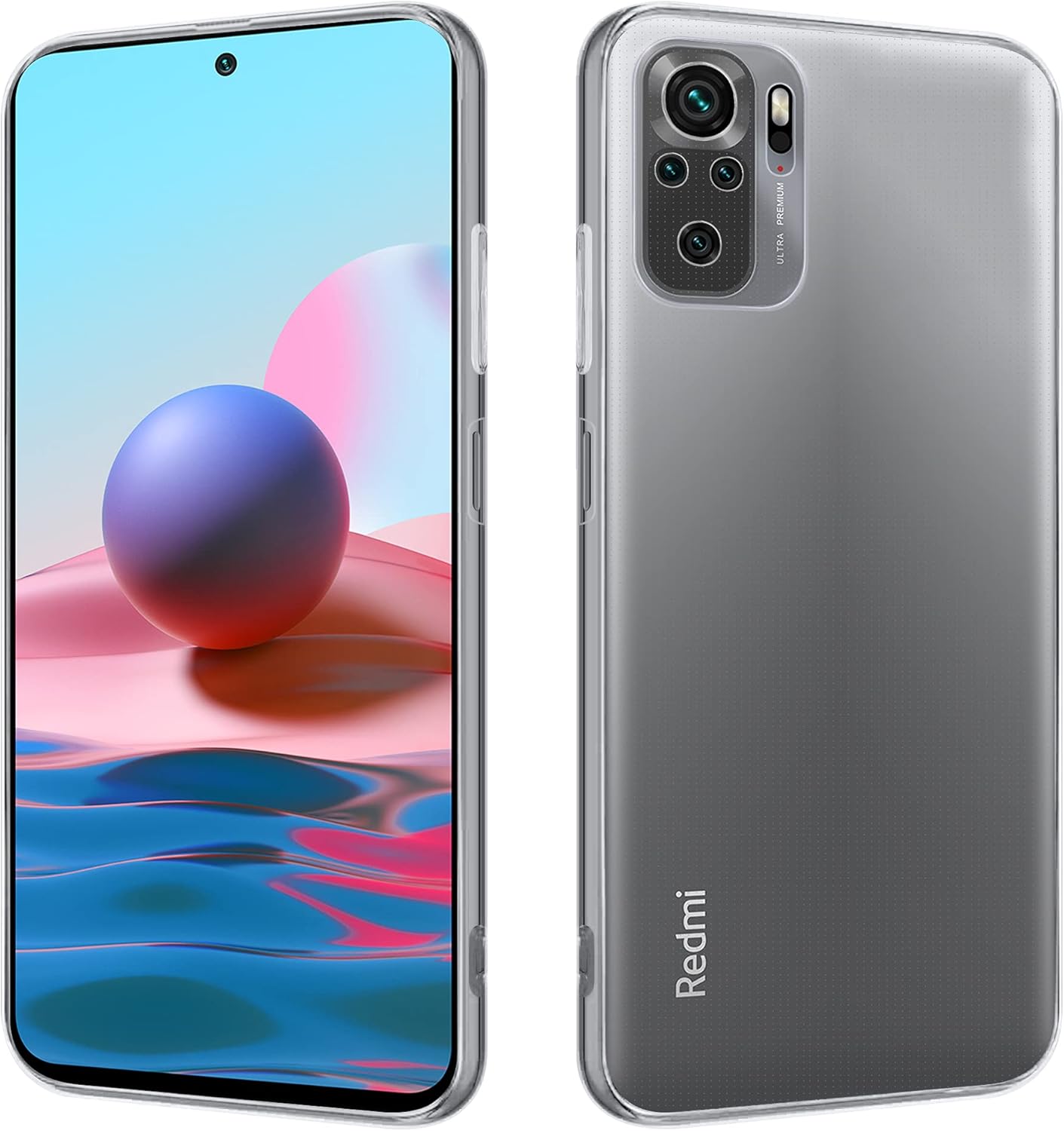 HSP Funda Transparente Compatible con Xiaomi Redmi Note 10/10s| Carcasa Protectora de TPU (Silicona) Premium | para Carga inductiva | Resistente a los arañazos Antigolpes | Caja del teléfono Microdot