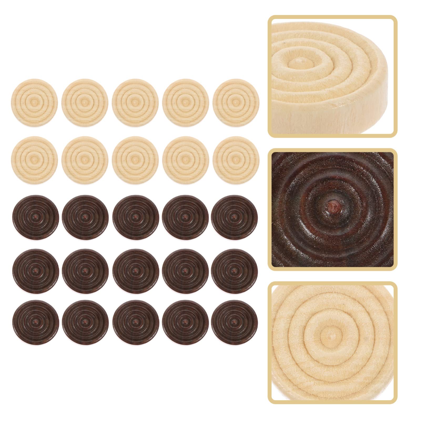 STOBOK 48 pezzi di gioco a scacchi in legno per backgammon, accessori rotondi in legno, regalo per principianti, finitura lucida per una grande sensazione
