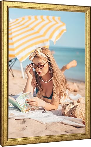 Miniatura 7 de Marco de póster de madera de 24 x 36 pulgadas, color dorado, ornamentado natural, marco de fotos de 36 x 24 pulgadas, moderno marco dorado de 24 x