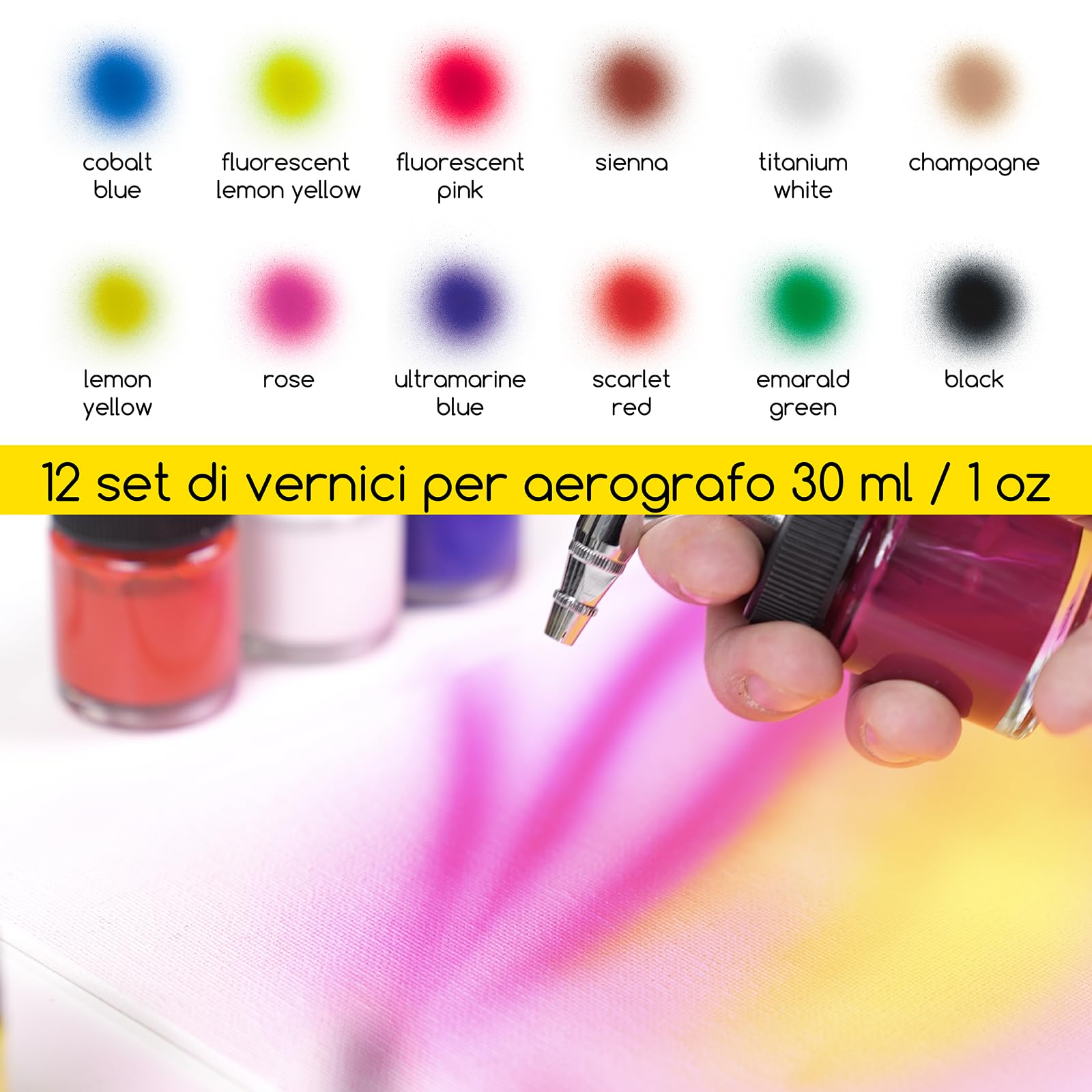 MEEDEN Aerografo per Modellismo: Compressore A Batteria Per Spazzole Ad Aria Auto Stop Con Tubo Dell'aria Da 1,8 M Per Decorazione Di Torte Tatuaggio Graffiti Pittura Decorazione Di Torte - Nero