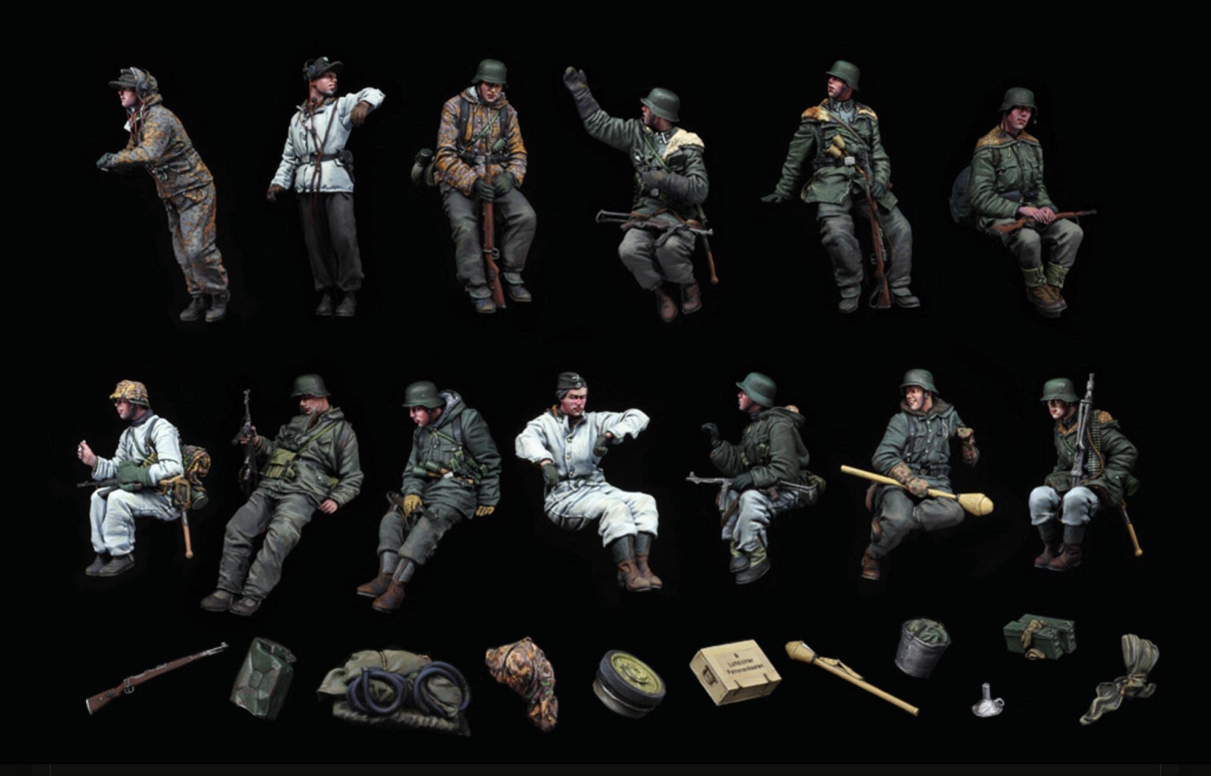 1:35 lot 3 figurines en résine soldat allemand ww2 non peinte