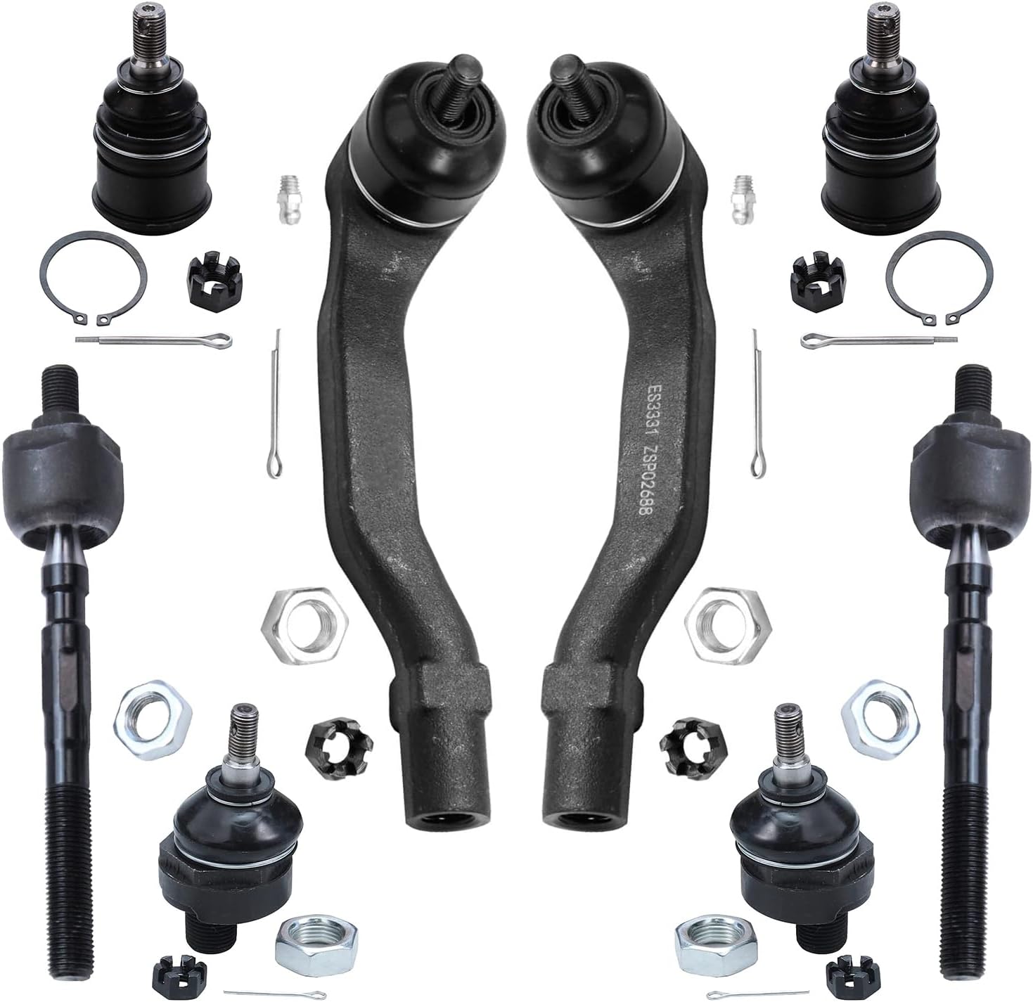 Detroit Axle - 8pc Front Inner & Outer Tie Rod Ends and Upper & Lower Ball Joints for 1998 1999 2000 2001 Acura Integra