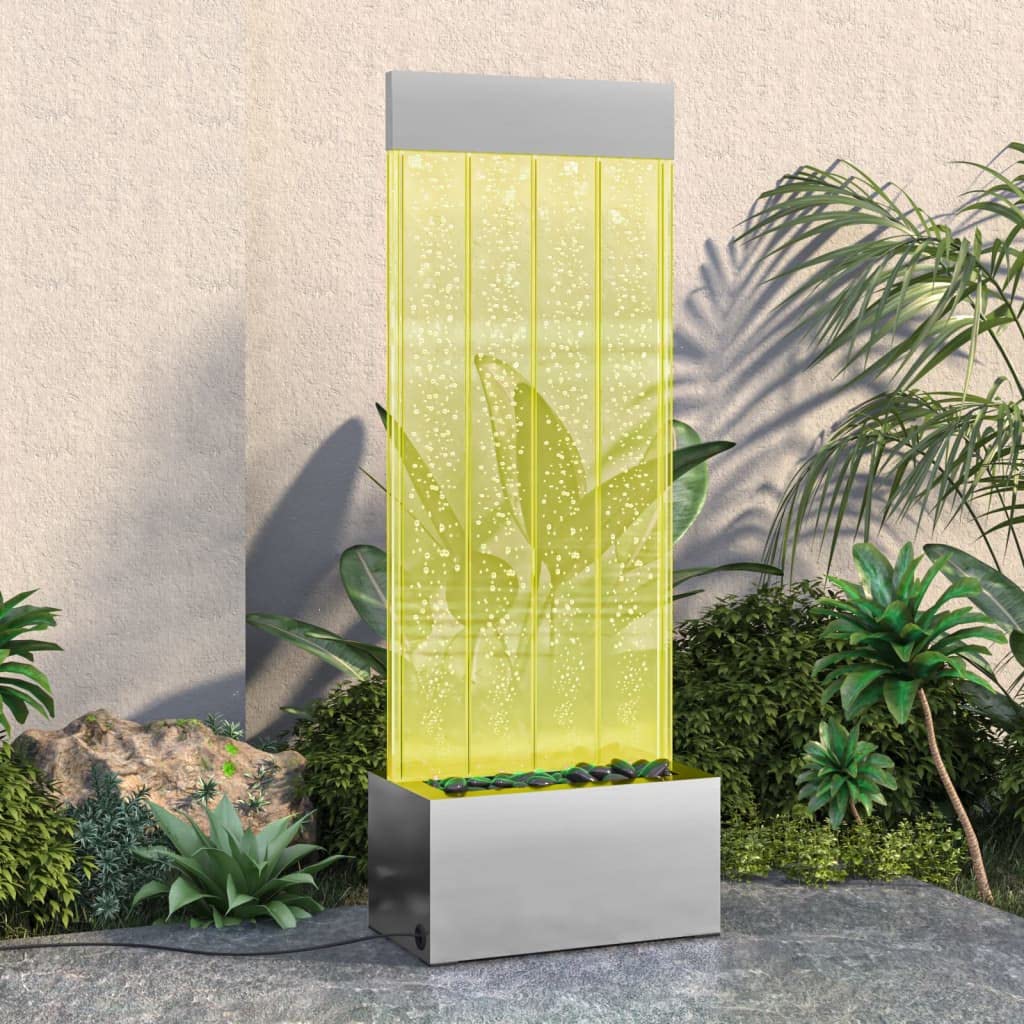 vidaXL Columna Burbujas Leds RGB Cascada Iluminación Fuente de Jardín Pared Luces Oficina Equipo Eléctrico Acero Inoxidable Acrílico