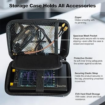 AURSINC 4 Inch Hard EVA Protective Case for NanoVNA H4/TinySA Ultra - Waterproof Shockproof Storage Bag with Carry Strap, Foam Divider, Secure Fit for Vector Network Analyzer and Spectrum Analyzer