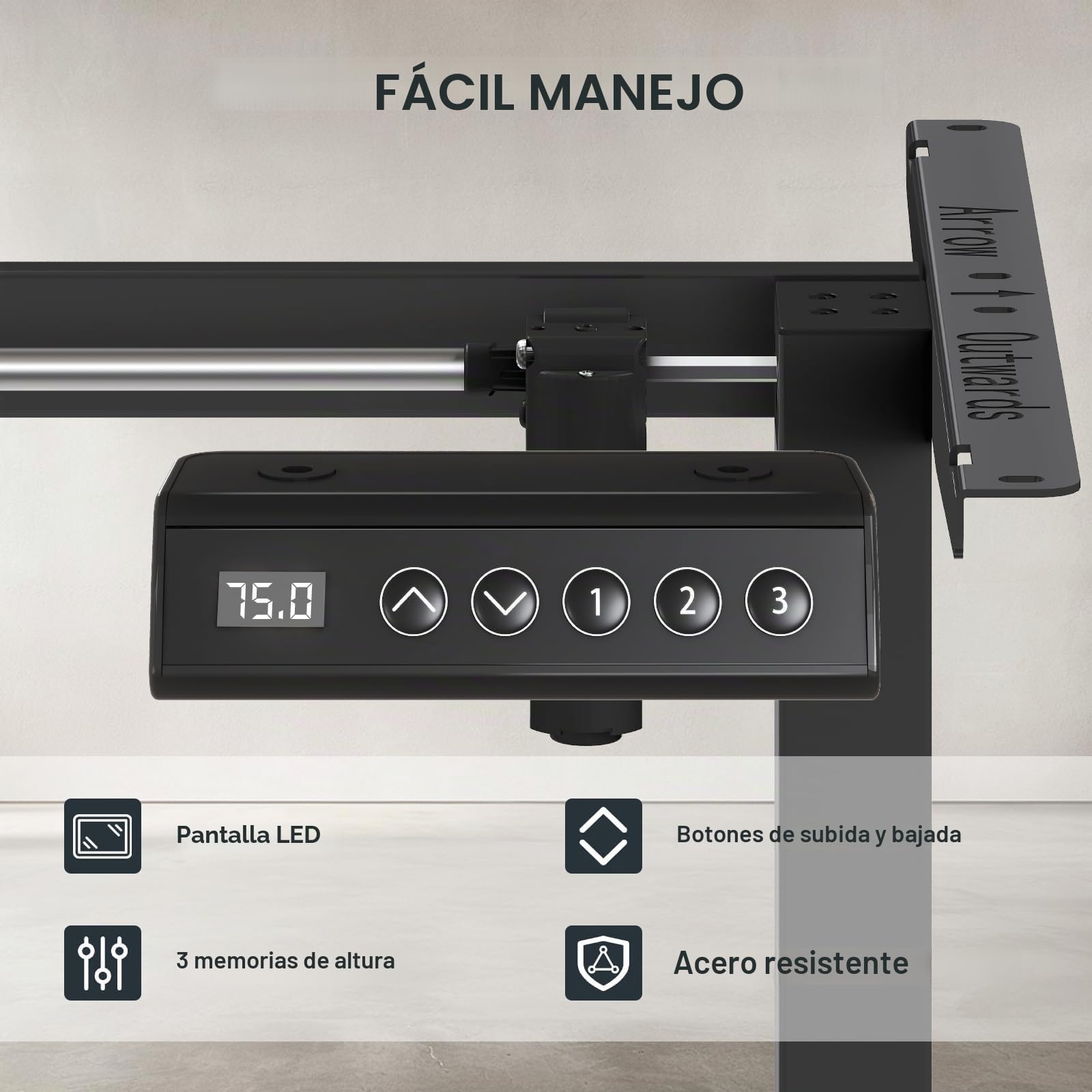 Flamaker Escritorio Eléctrico Regulable en Altura, Tamaño de Las Patas: 80 x 50 cm, Telescópico de 2 Niveles, con Protección Antichoque(Negro)