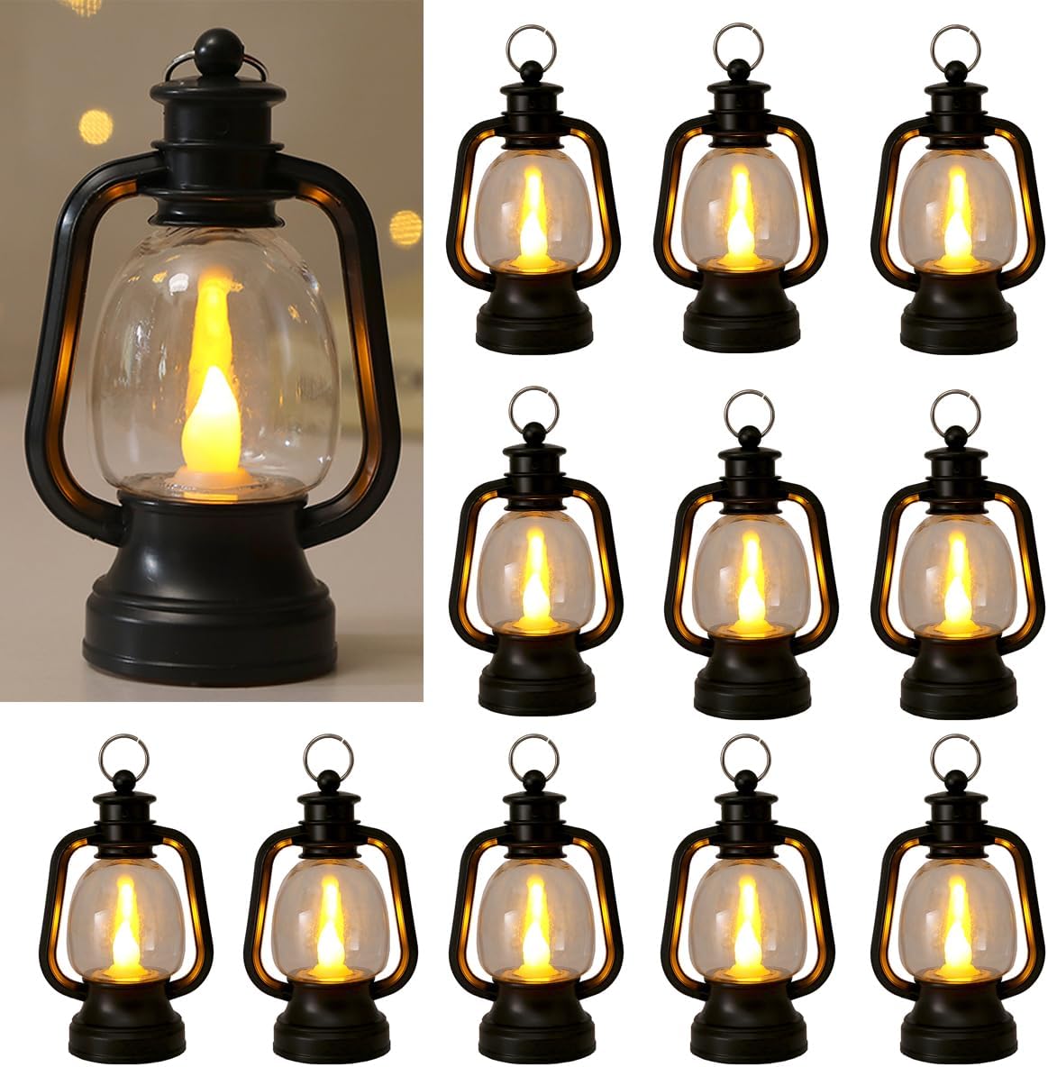12 Pcs Small Lanterns for Centerpiece Western Wedding Decor 6 Inch Camping Decorative Vintage Hanging Lantern Ornaments Bulk Home Decor，Party Decoration，Table Centerpiece Decorative for Indoors