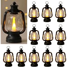 12Pcs 6-Inch Vintage Small Lanterns, Bulk Decorative Hanging Lanterns for Western Wedding, Home, Party, Table Centerpieces & Indoor Decor 12, Black