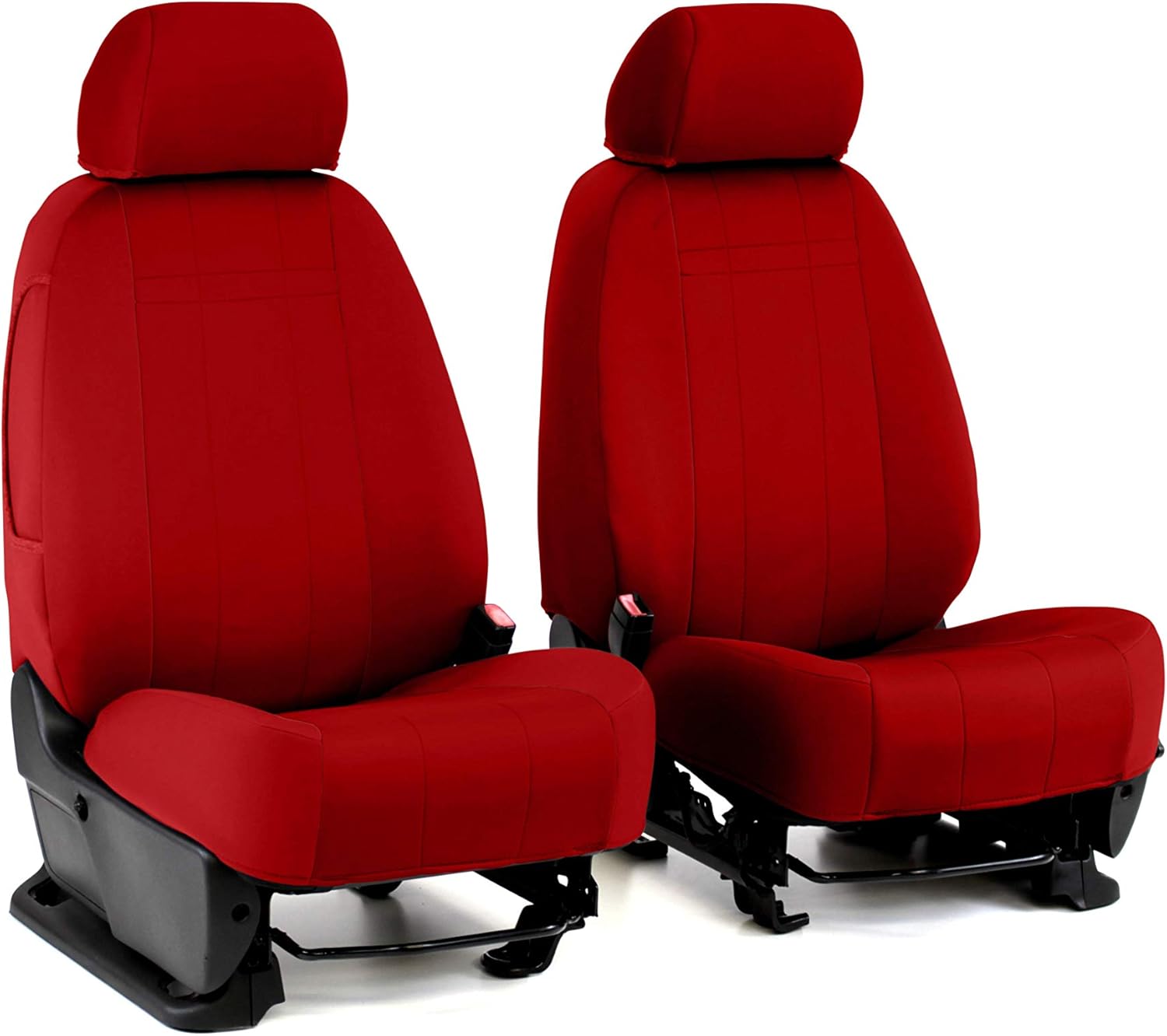 ShearComfort Front Seats Custom Neoprene-Style Seat Covers Compatible with Ford F150 (2015-2020) in Solid Red for Buckets w/Adjustable Headrests (No fit on Raptor)