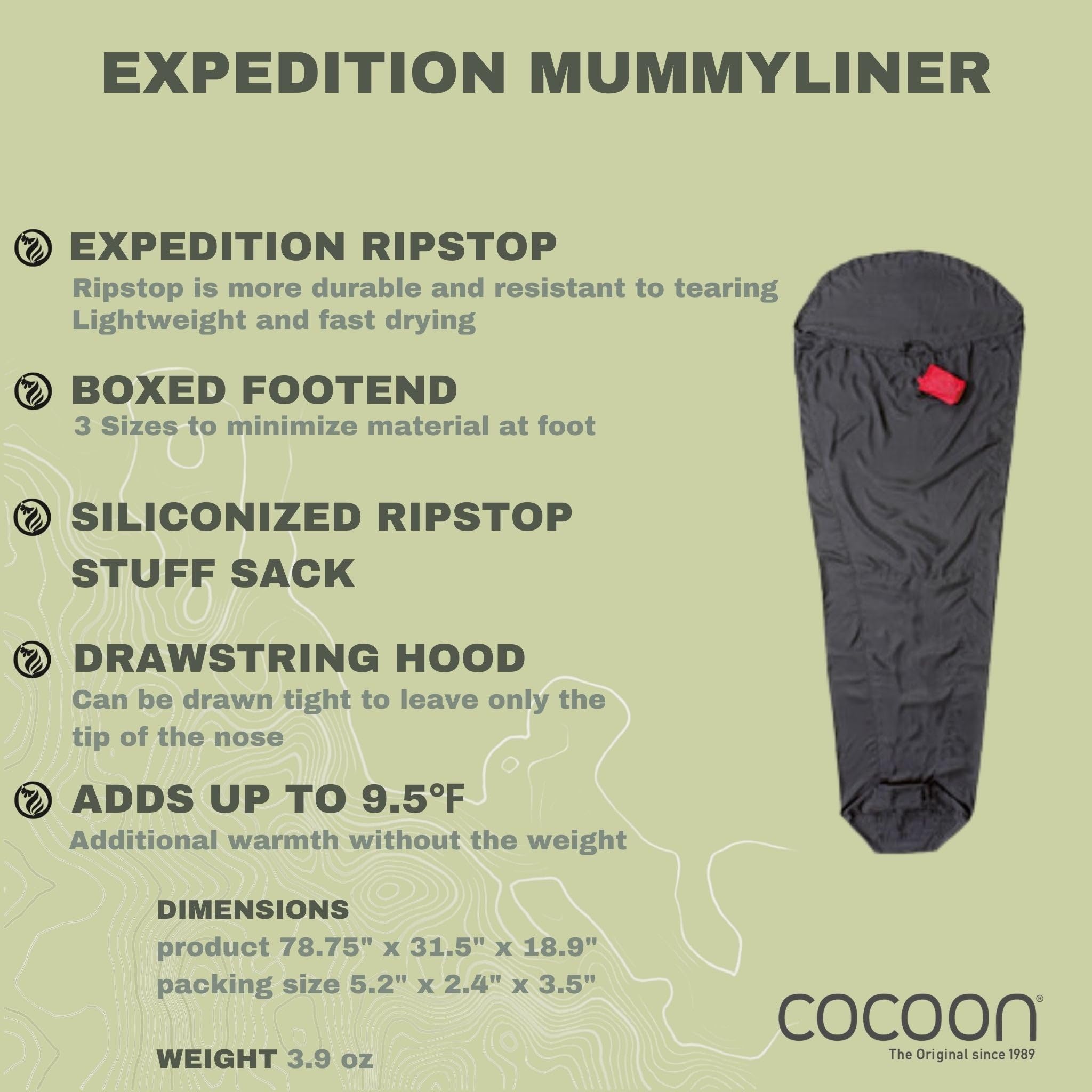 コクーン Cocoon Expedition MummyLiner COCOON - Premium - Expedition Liner - Black : Amazon.ca