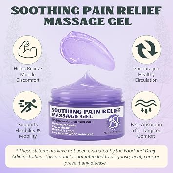 Soothing Massage Gel (100g) - Joint Relief Purple Gel, Natural Ingredients Soothing Relief Cream, Fast-Absorbing Jointgel Cream for Soothing Joint, Shoulder, Knee, Back, Lumbar & Muscle Stiffness