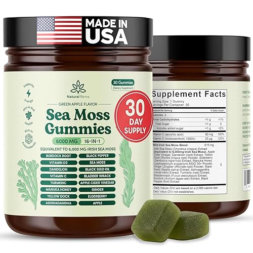 Natural Rems Sea Moss Gummies 16-in-1 - Ashwagandha Black Seed