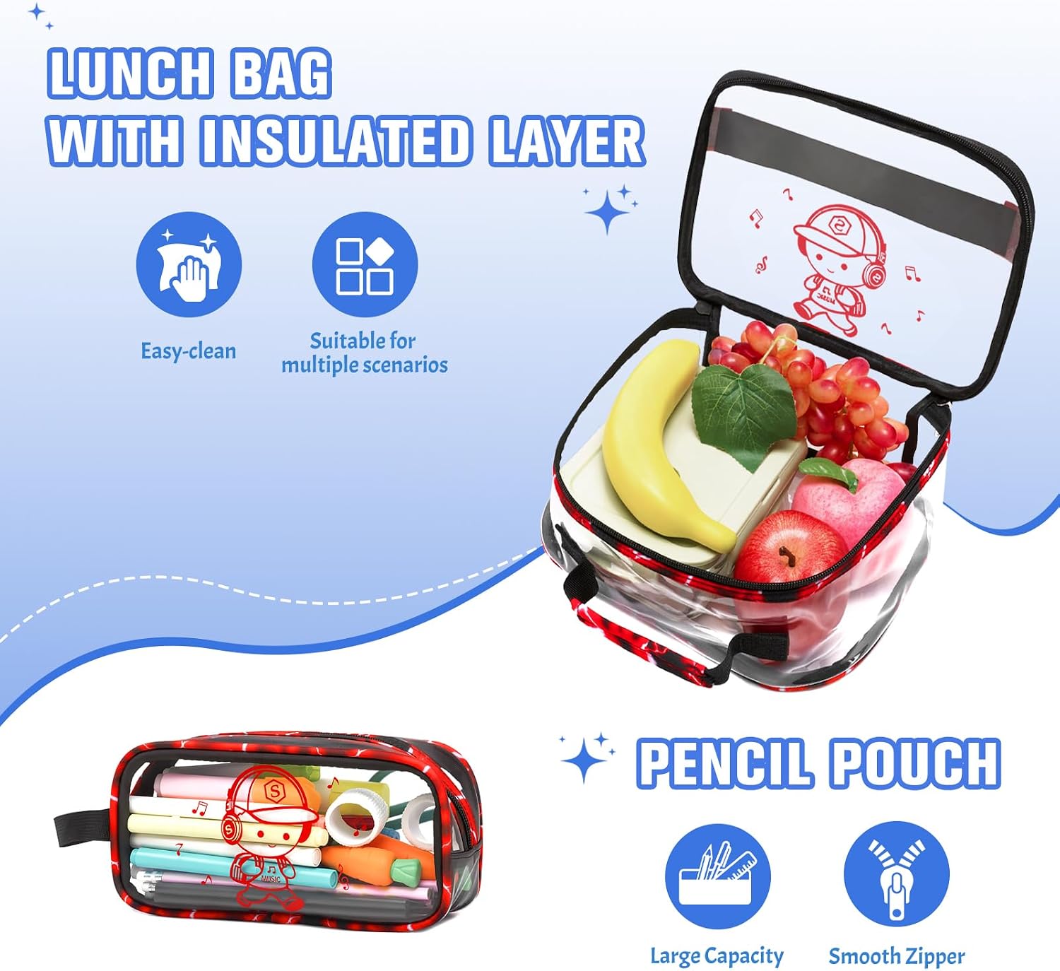 4pcs Luminous Clear Backpack Boys 5mm