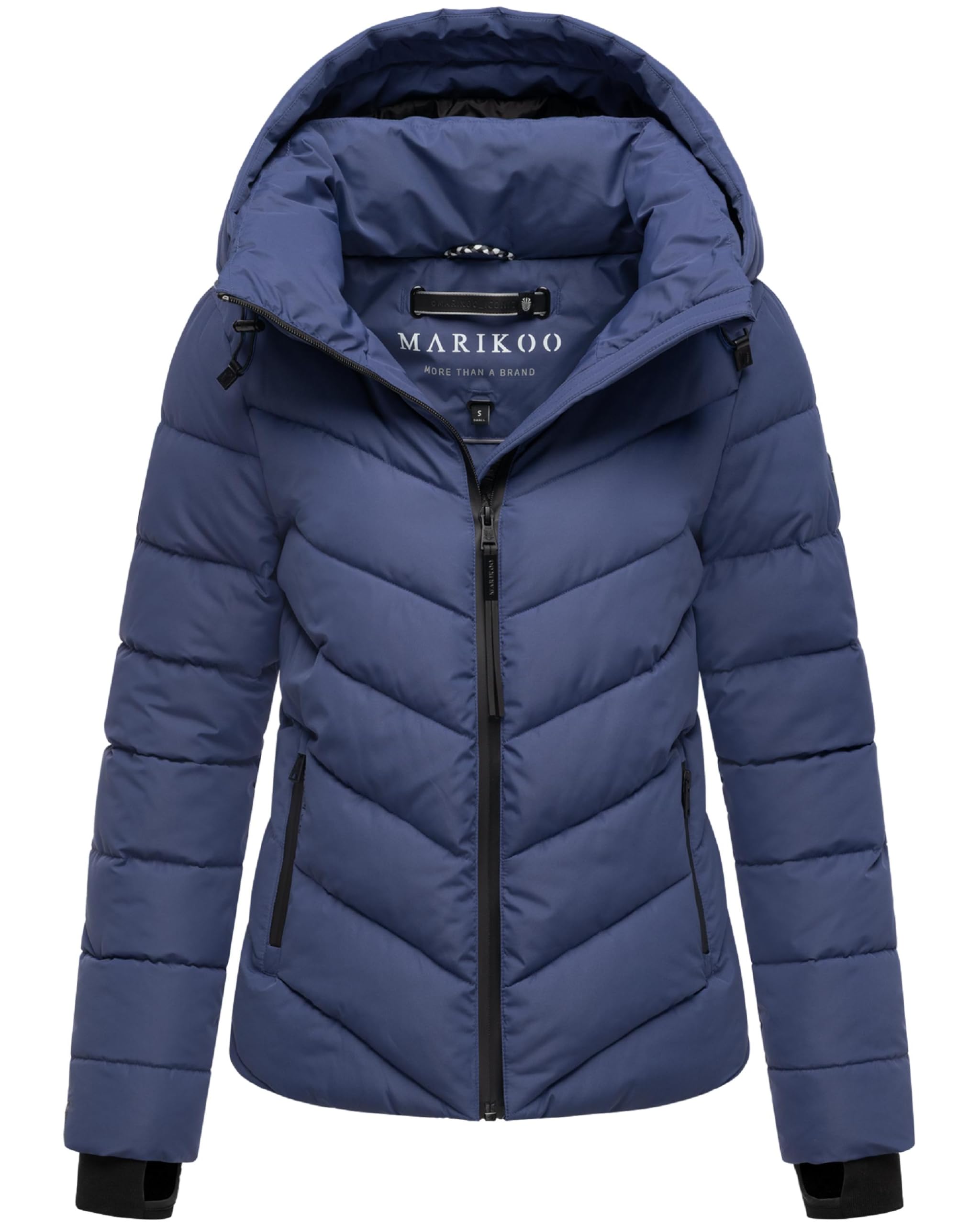 MARIKOO Samuiaa XVI Women's Winter Jacket Warm Quilted Jacket with Removable Hood XS - 3XL, Blue Violet, L