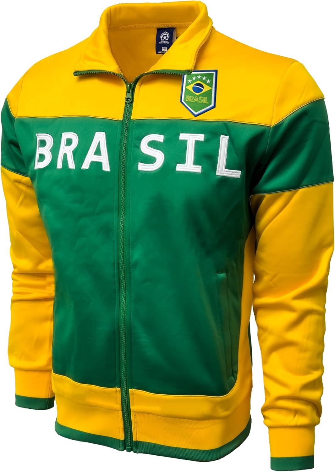 Just 4 Kicks Men's Brasil Track Jacket, Brazil Full Zip Sweater Jacket With Zipper Pockets - Image 5