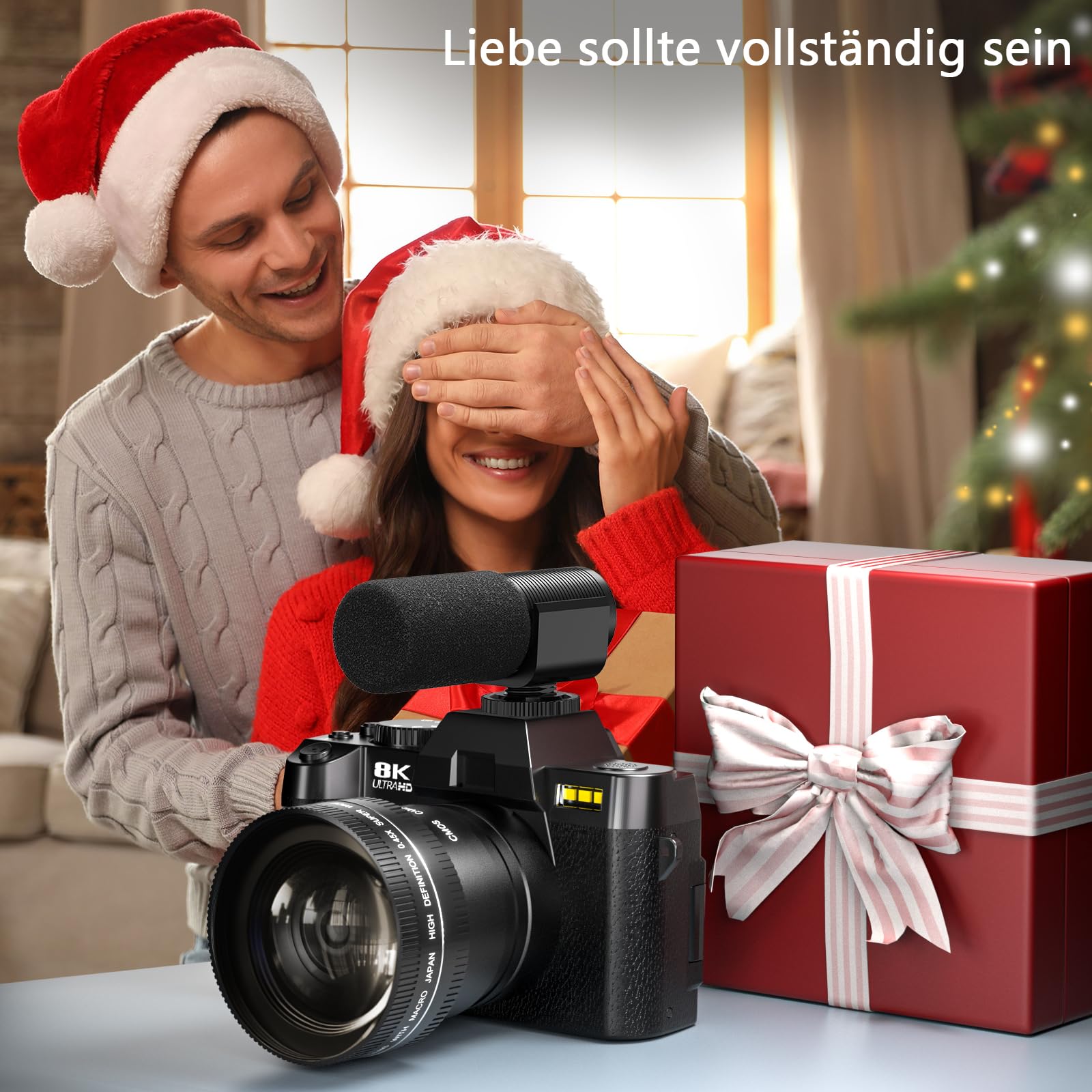 64MP Digitalkamera 8K für Fotografie & Vlogging, 180° Flip Screen Kamera mit WiFi, 16X Zoom, Externes Mikrofon, Weitwinkel- & Makroobjektiv, 2 Akkus & 64GB SD-Karte Komplettset (Classic Schwarz)