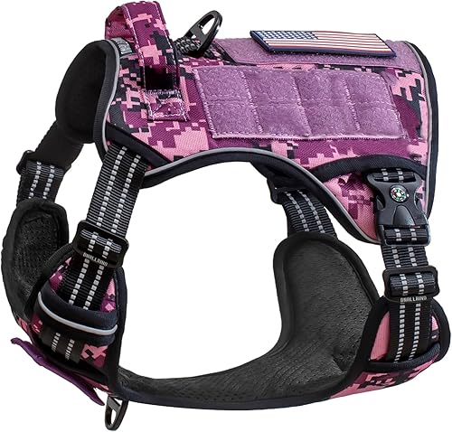 Miniatura 1 de DNALLRINO Arnés táctico para perros medianos y grandes, arnés resistente con tarjeta de identificación, arnés reflectante de senderismo para