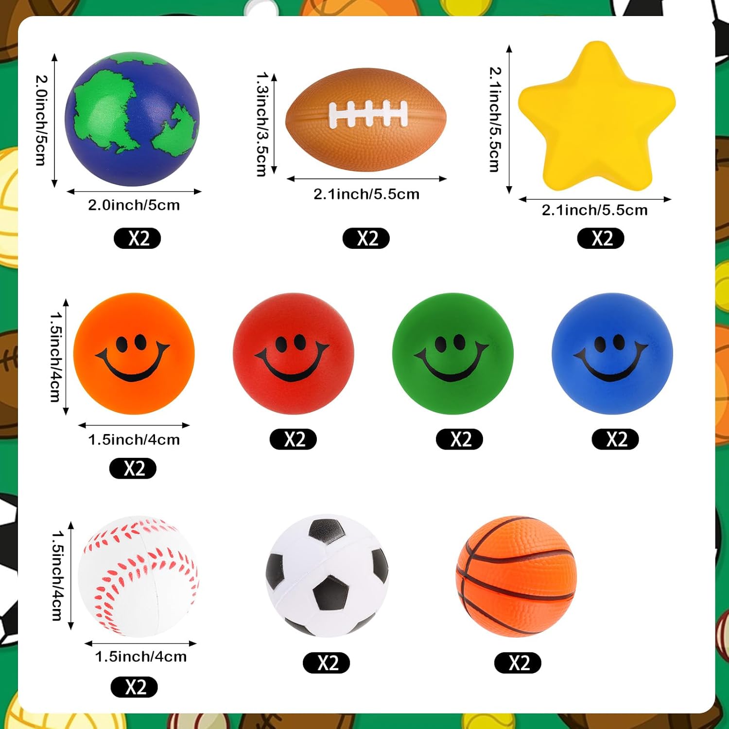 Hxezoc 20 Pieces Mini Assorted Stress Balls Bulk Foam Balls Small Squeeze Anxiety Toy Ball for Kids Birthday Party, School Reward Carnival Prizes Party Favors Hand Exercise Supplies
