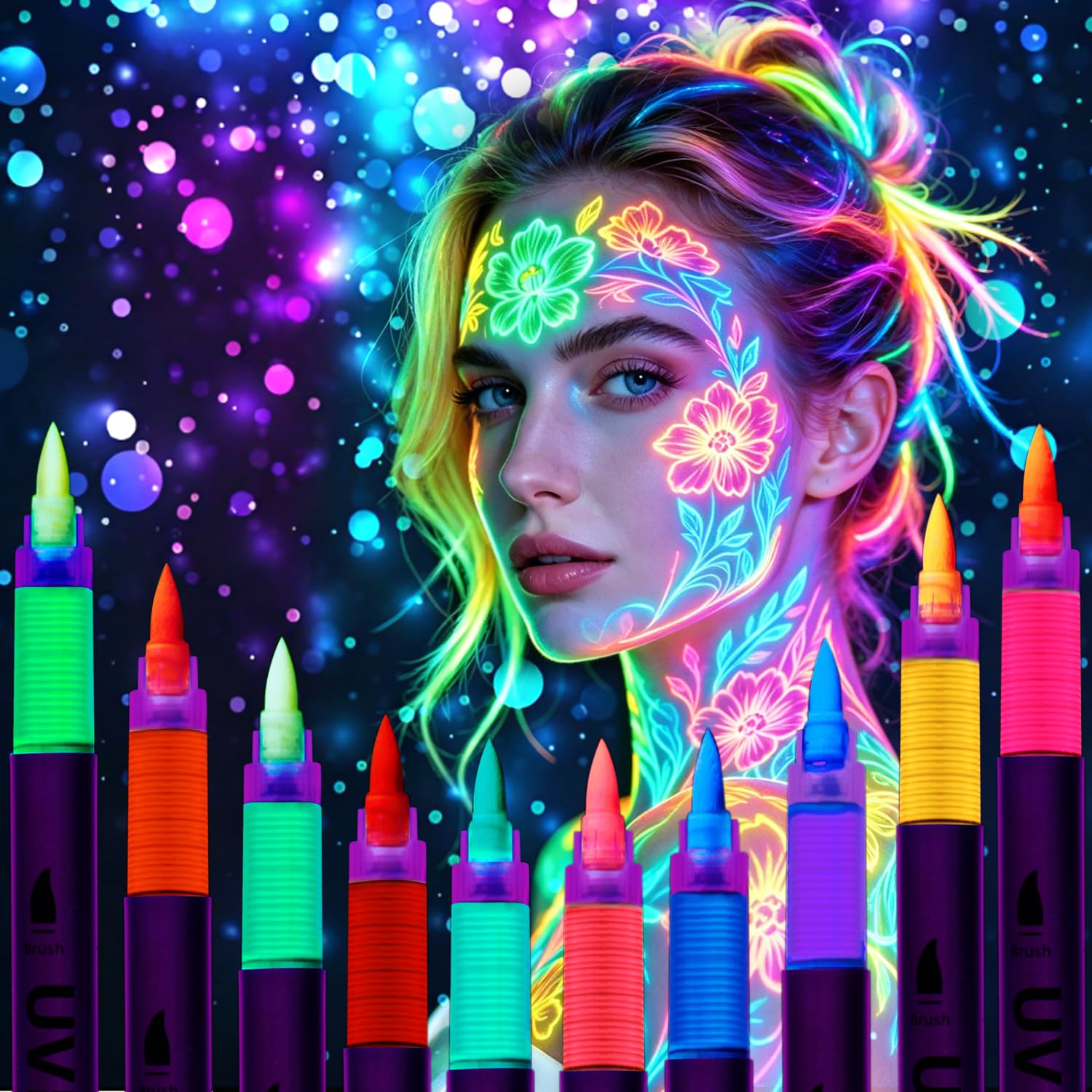 10 PCS Glow Face & Body Paint, Neon Body Paint Glow Party Supplies