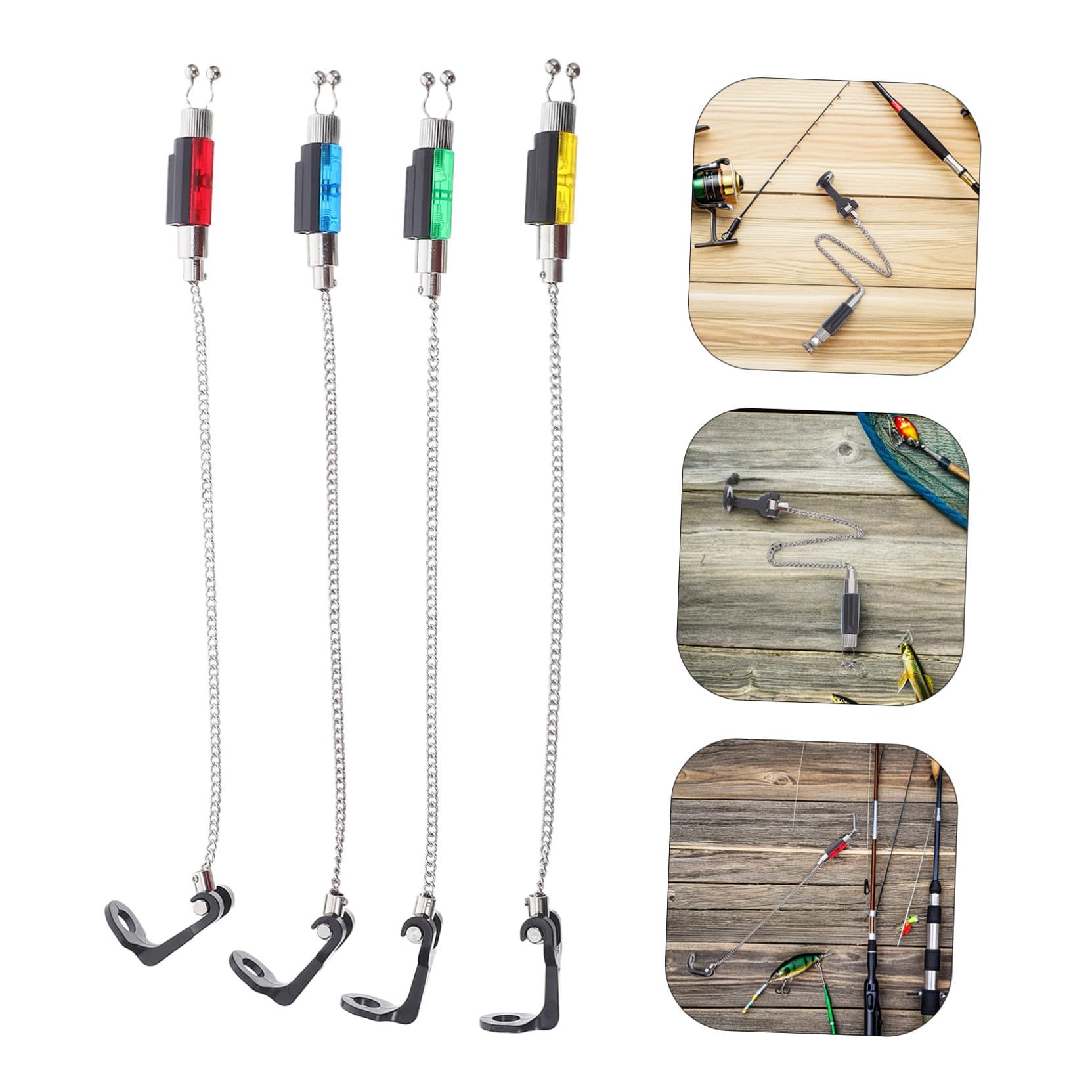 4 Pezzi Fishing Bite Alarm Swingers Clip Tensionatore Catena Senza Luce Indicatori Silenziosi per Canna da Pesca Materiali Resistenti e Facili da Installare per Pescatori Outdoor