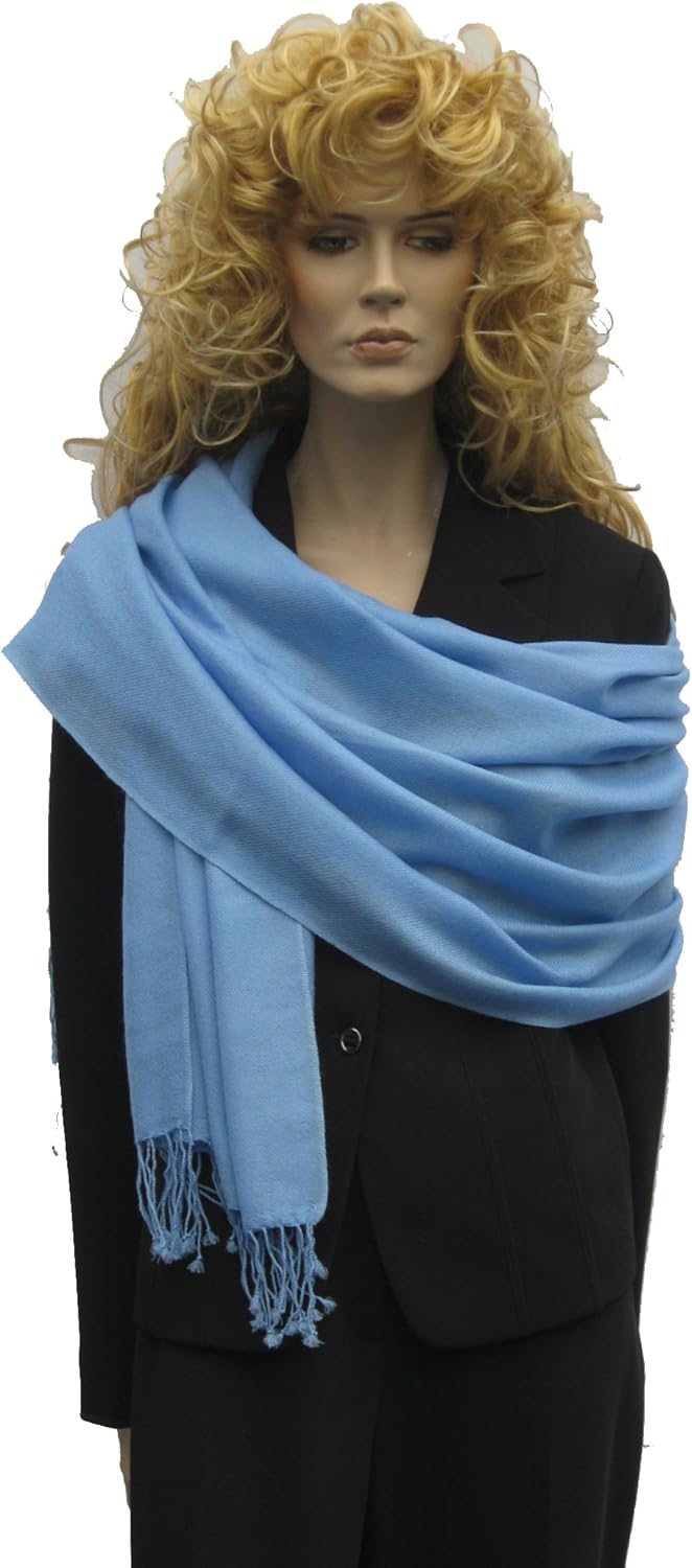 Solid Pashmina Shawl, Scarf, Wrap & Stole (Large size) Sea Blue