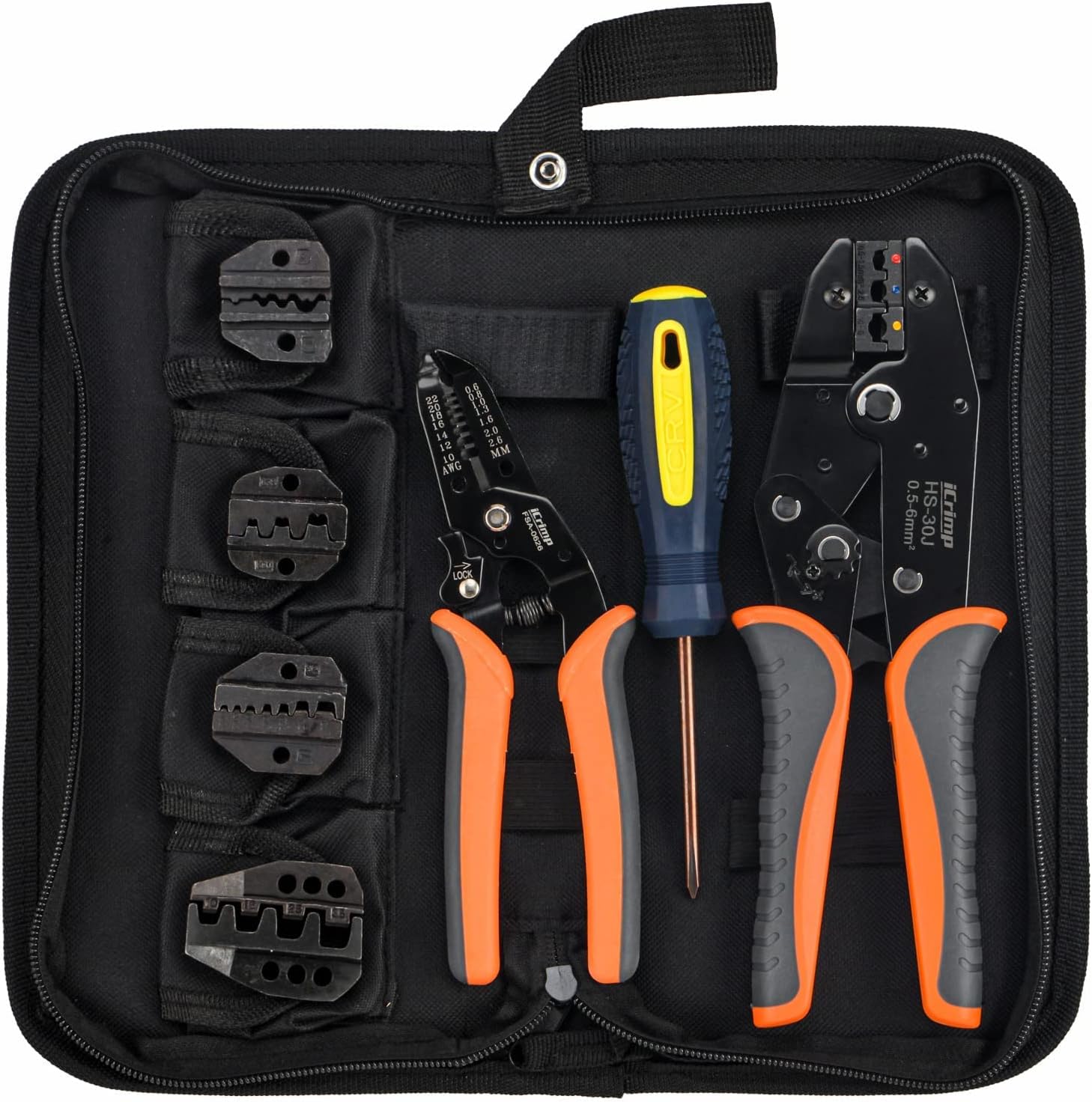 iCrimp Ratchet Wire Crimping Tool Set w/ 5 Interchangeable Jaws for ...