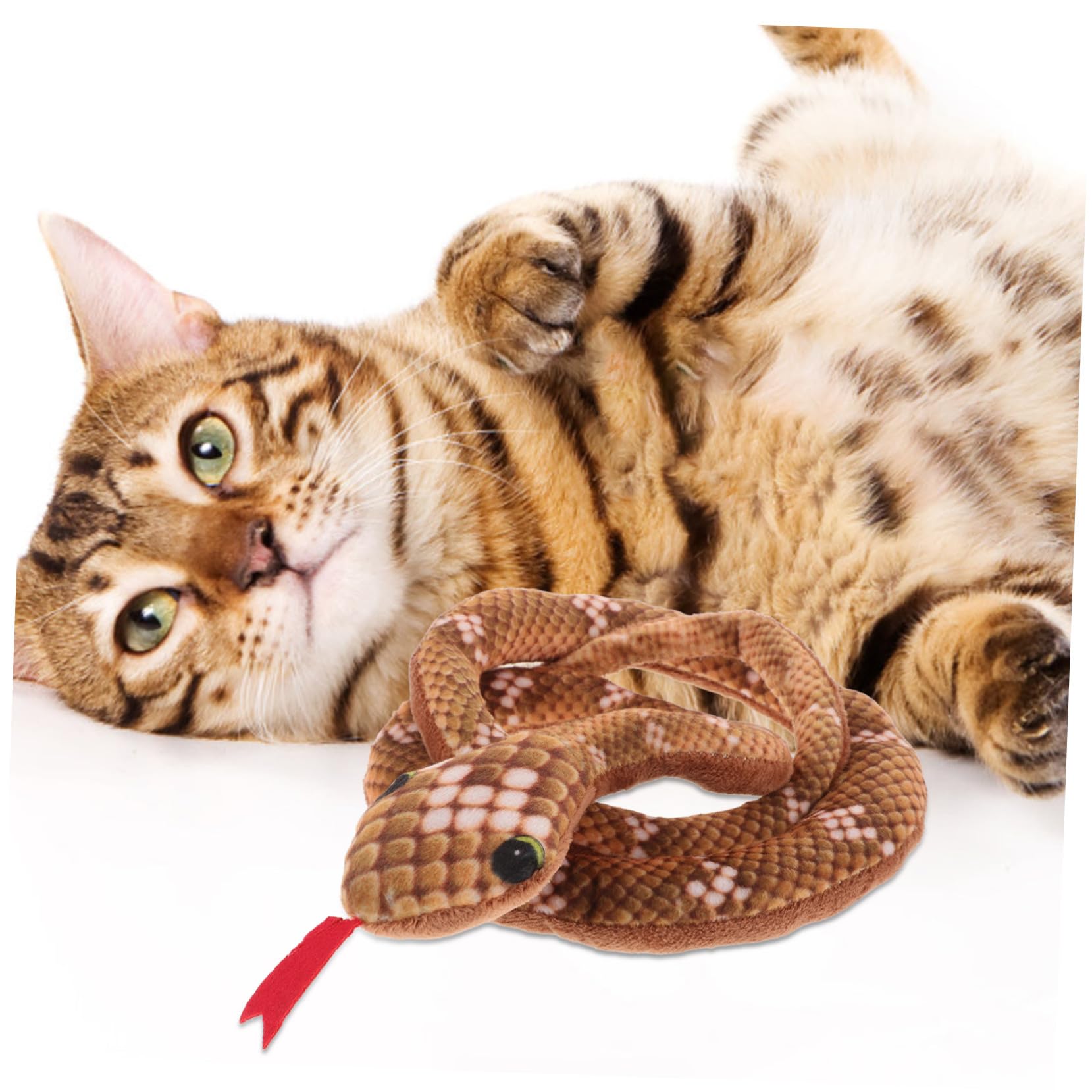 INOOMP Serpent Peluche pour Chat Intérieur avec Herbe à Chat Stimulation Interactive et Exercice pour